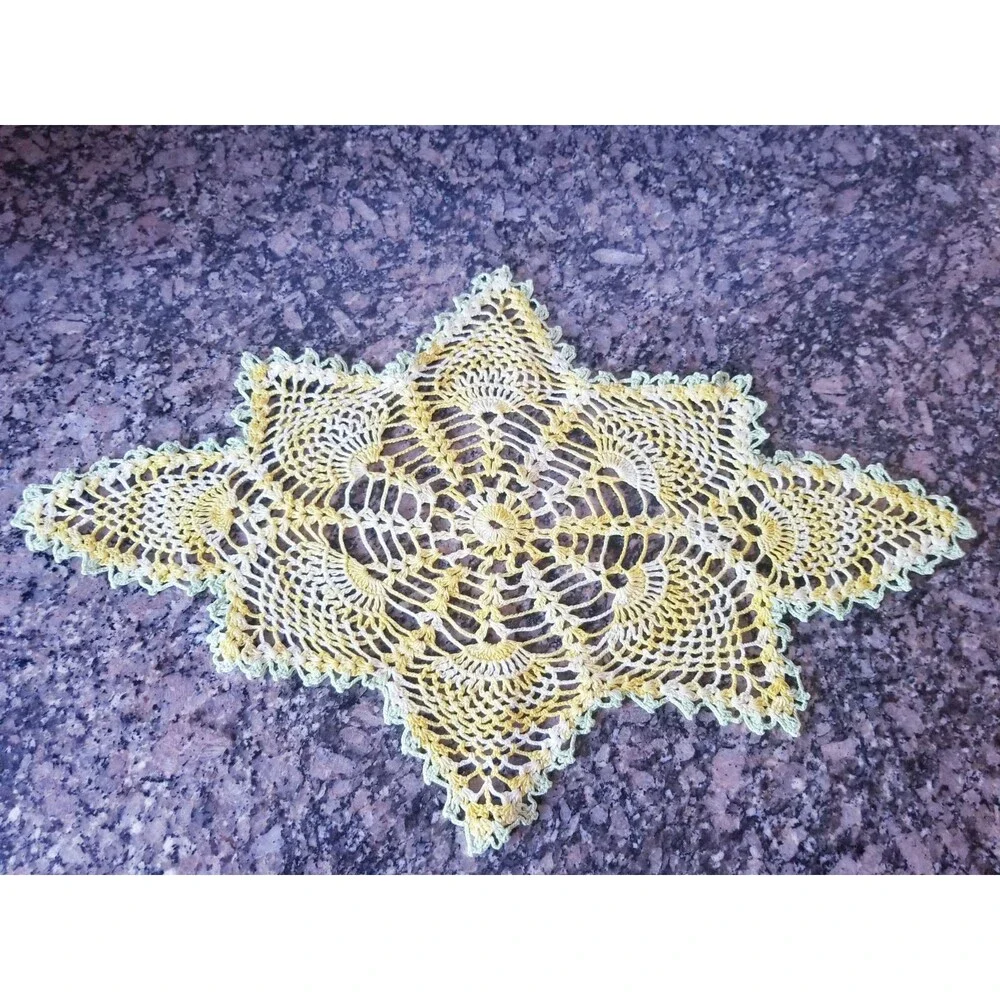 Vintage Handmade Yellow Doily